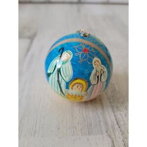 Jesus nativity scene ball ornaments palm tree Xmas decor